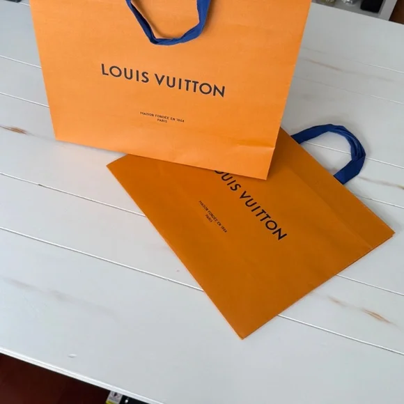 Set of 2 Louis Vuitton Shopping Bags – Authentic 16x13.5, Minor Wear on One